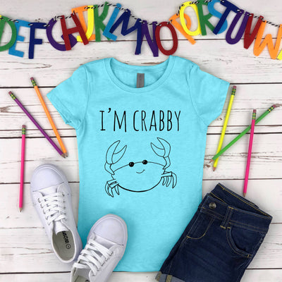 I'm Crabby Sketched Crab Youth T-Shirt - Blue (scene)