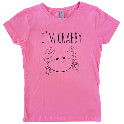 I'm Crabby Sketched Crab Youth T-Shirt - Pink