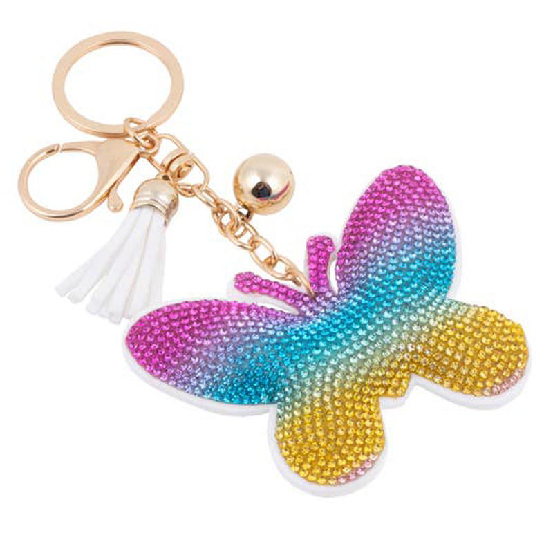 Crystal Keychain Multi Color Butterfly