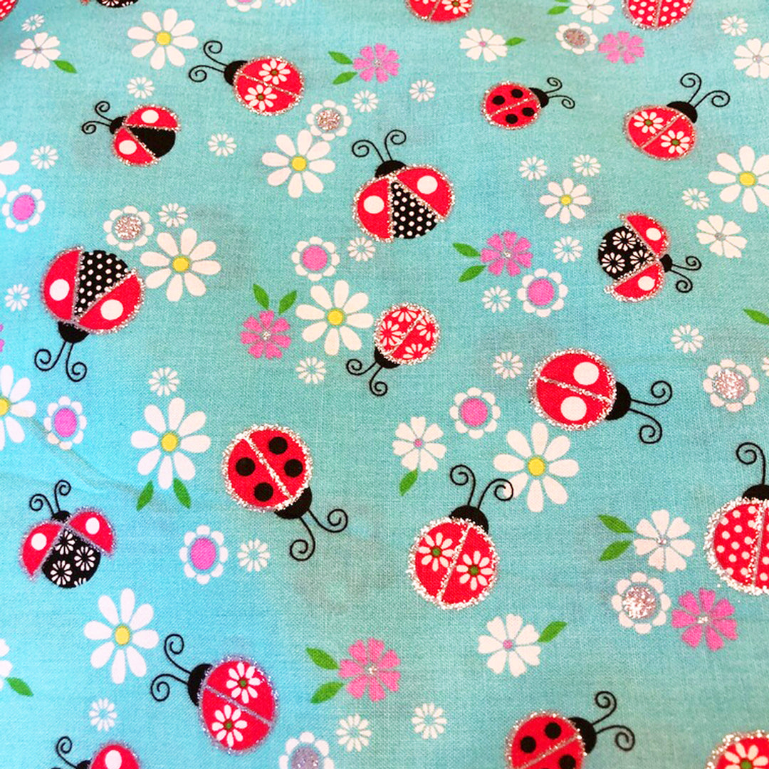 Ladybugs on Aqua Microwave Bowl Cozy Potholder Fabric Sample