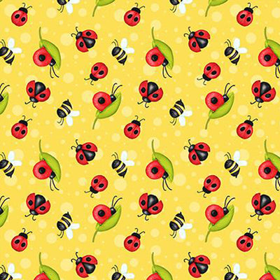 Ladybugs on Yellow Microwave Bowl Cozy Potholder Fabric Sample