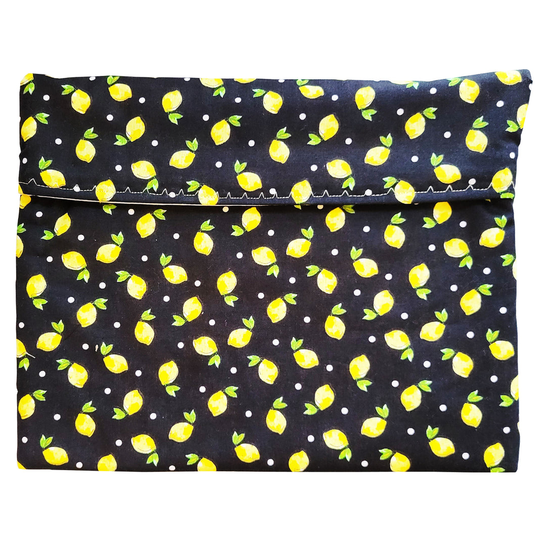 Microwave Potato Pouch - Lemons on Black Background