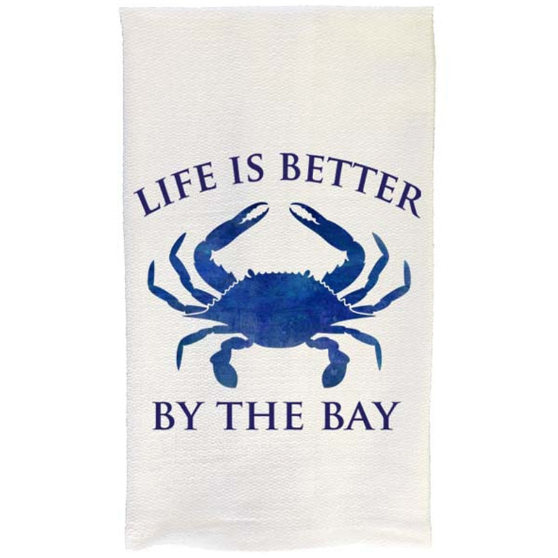 Life is Better by the Bay Blue Crab Kitchen Towel
