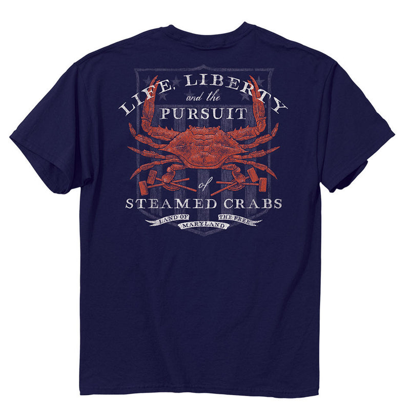 Life, Liberty and the Pursuit of Steamed Crabs T-Shirt Back