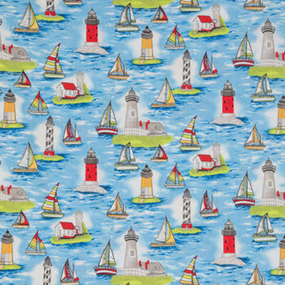 Lighthouses Sailboats Fabric Swatch