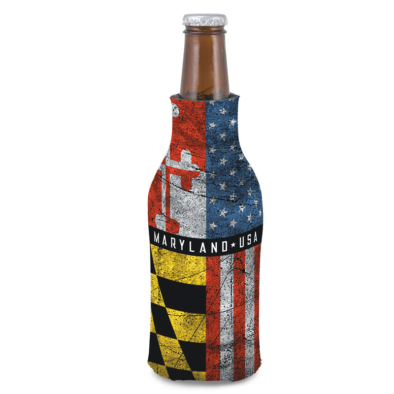 Maryland and USA Flags Bottle Hugger Coolie