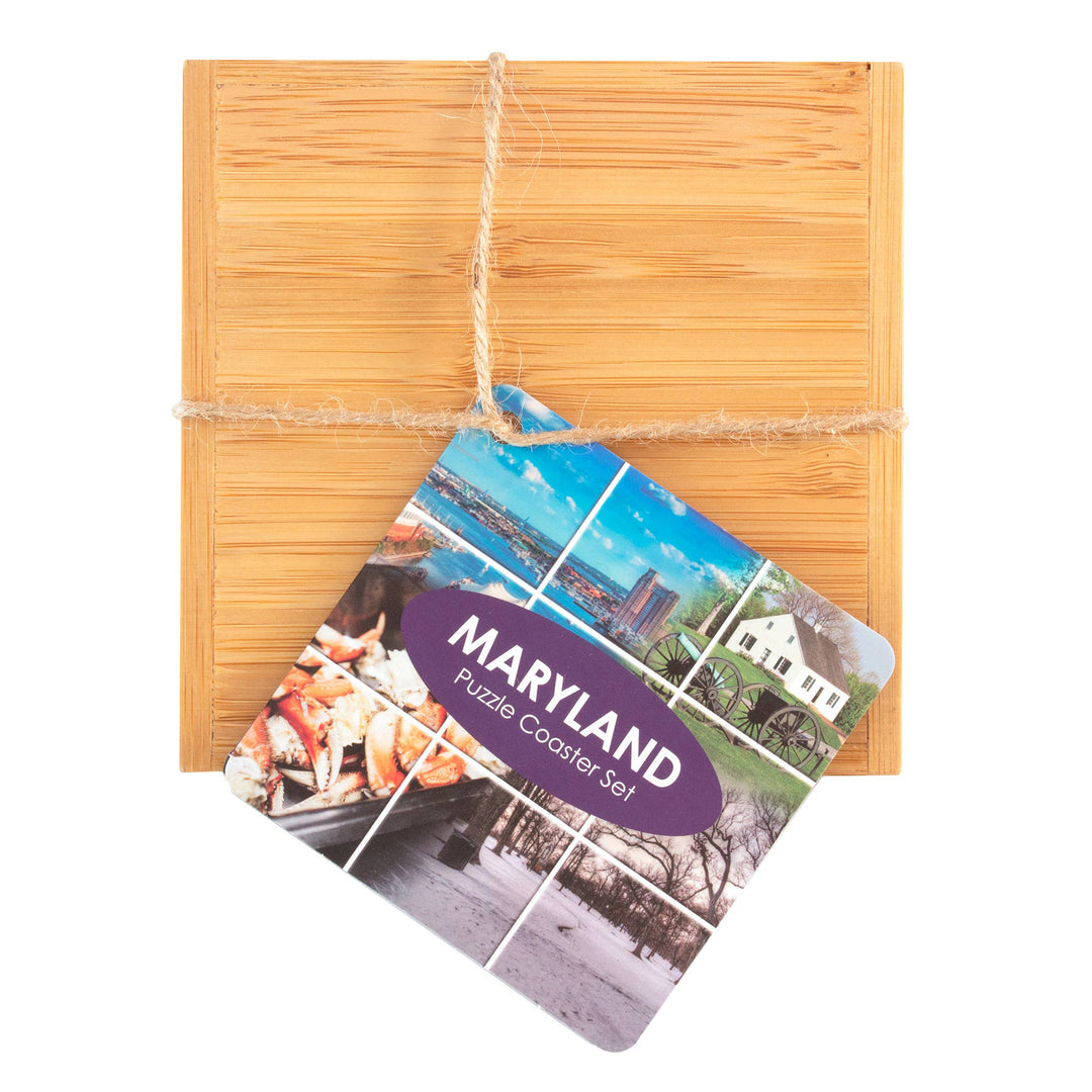 Maryland Map Bamboo Coaster Set