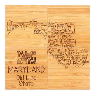 Maryland Map Bamboo Coaster Set