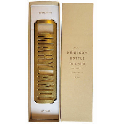 Maryland Laser Cut Bottle Opener - Brass Gift Box