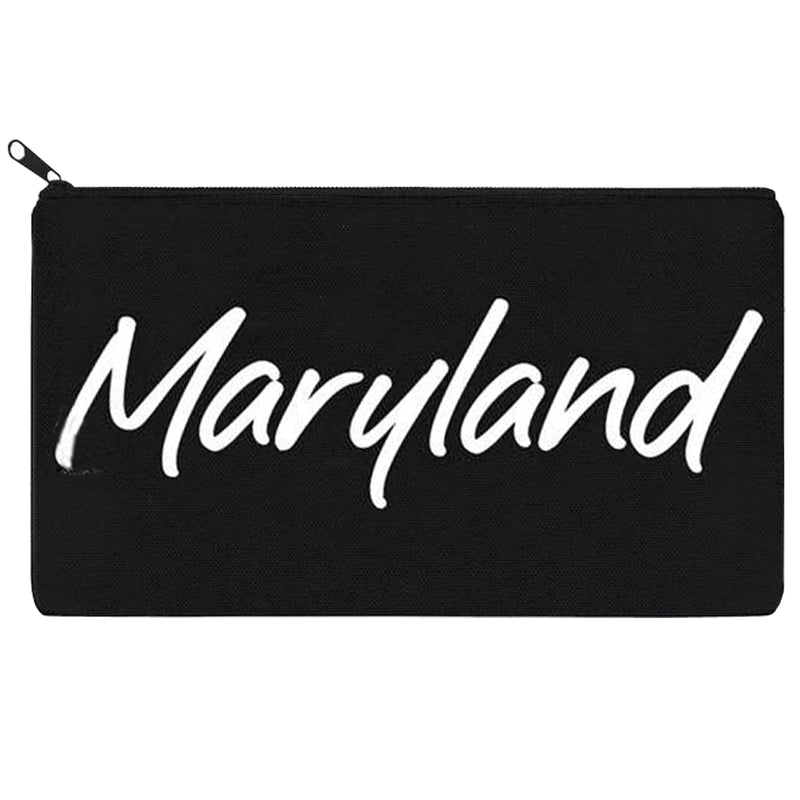 Maryland Black & White Zipper Canvas Pouch