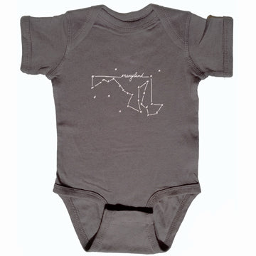 Maryland Constellation Gray Baby Onesie