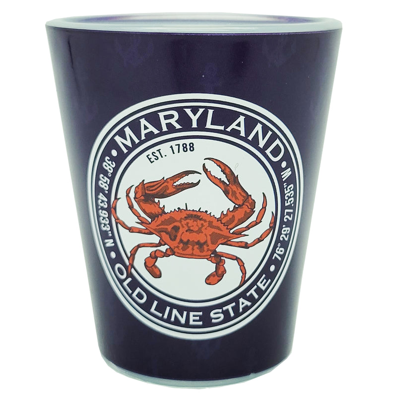 Maryland Coordinates Old Line State Blue Shot Glass
