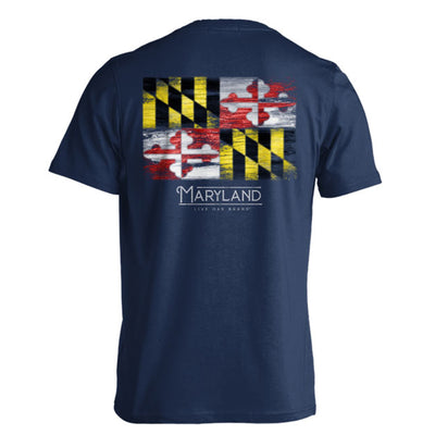 Faded Maryland Flag Navy Blue T-Shirt