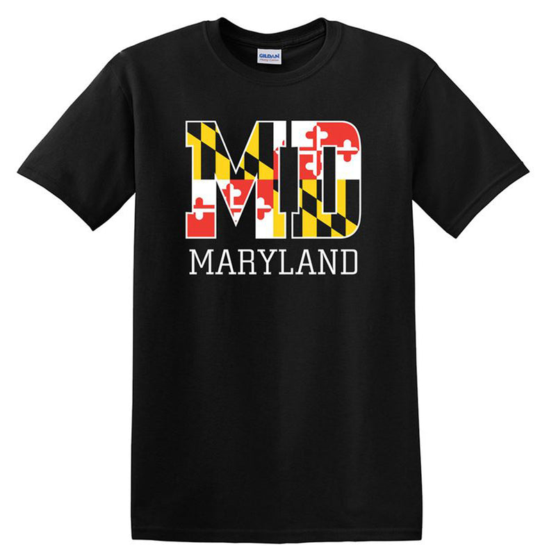 Maryland Flag Block Letters Black T-Shirt