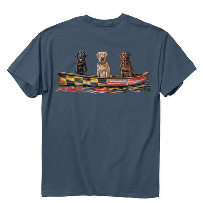 Maryland Flag Canoe Dogs T-Shirt Back