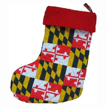 Designer Maryland Flag Quilted Stocking
