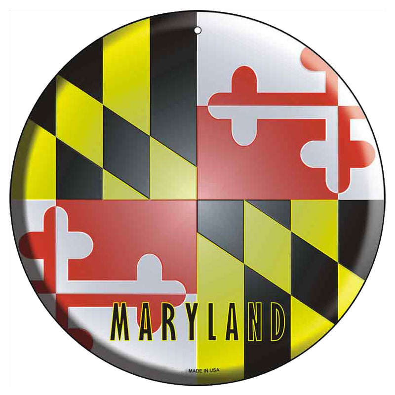 Maryland Flag Circular Button 12 inch Aluminum Sign