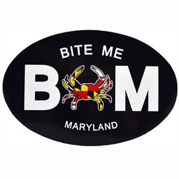 Maryland Flag Crab Bite Me Euro Sticker - Black