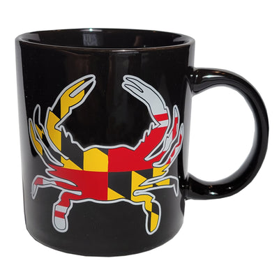 Maryland Flag Crab Black Coffee Mug