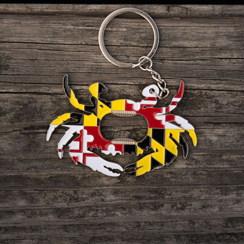 Maryland Flag Crab Key Ring Bottle Opener (Claws Down) Scene