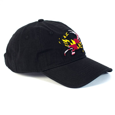 Maryland Flag Crab Black Low Profile Baseball Hat (side)