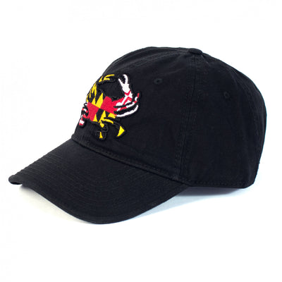 Maryland Flag Crab Black Low Profile Baseball Hat (side)