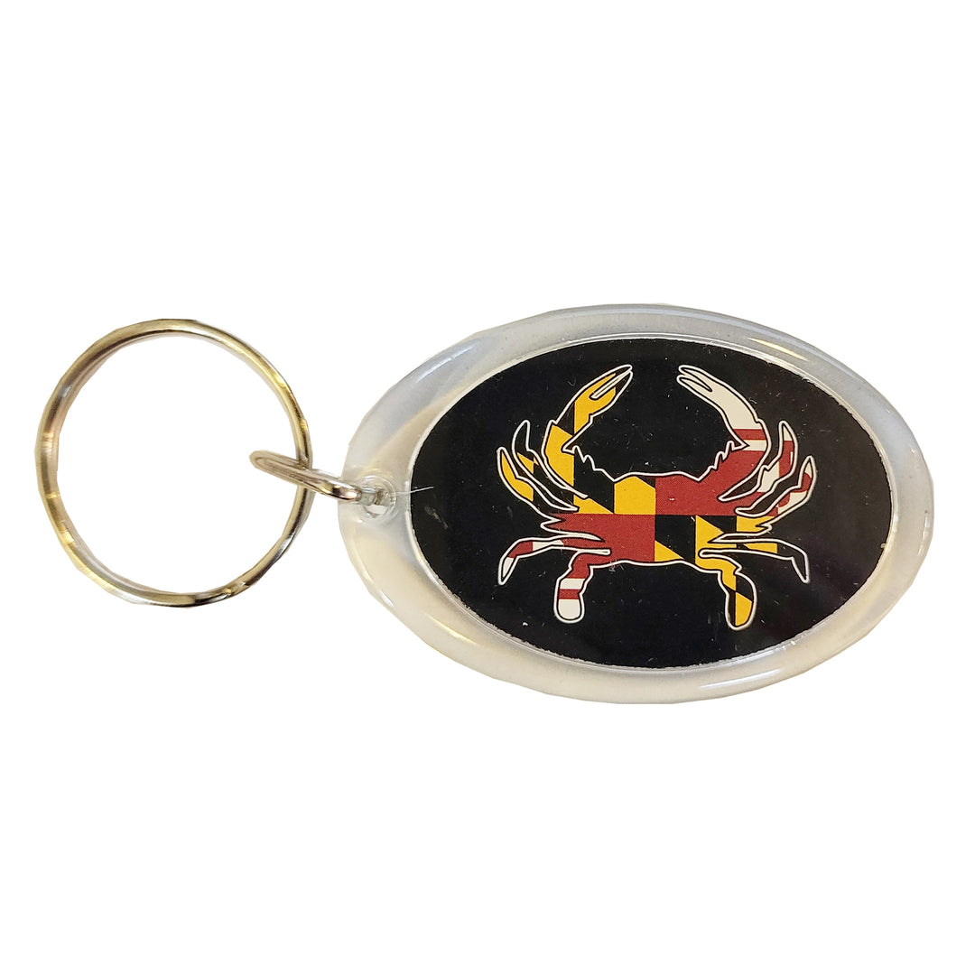 Maryland Flag Crab Oval Key Ring