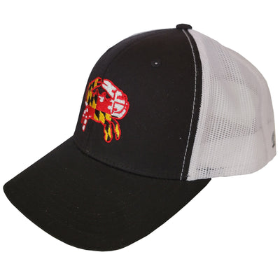 Maryland Flag Crab Black & White Trucker Hat