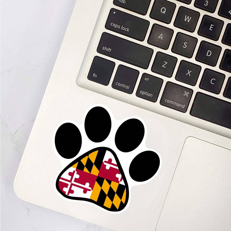 Maryland Flag Dog Paw Print Vinyl Sticker Scene