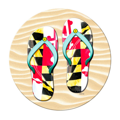 Maryland Flag Flip Flops Neoprene Coaster