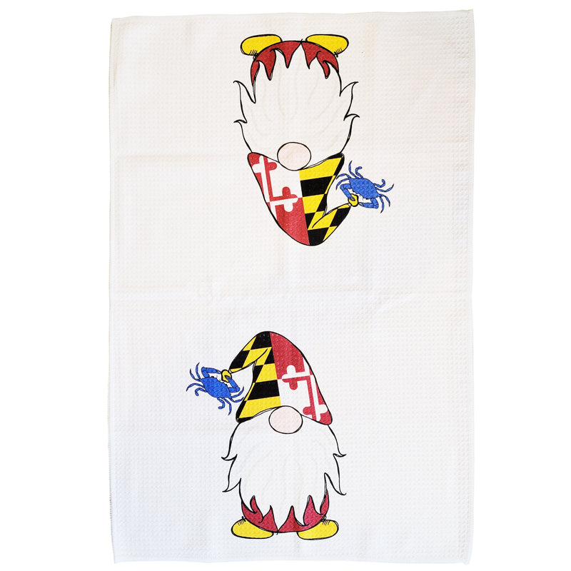 Maryland Flag Gnome Kitchen Towel Lay Flat