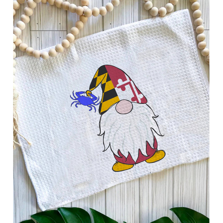 Maryland Flag Gnome Kitchen Towel Scene