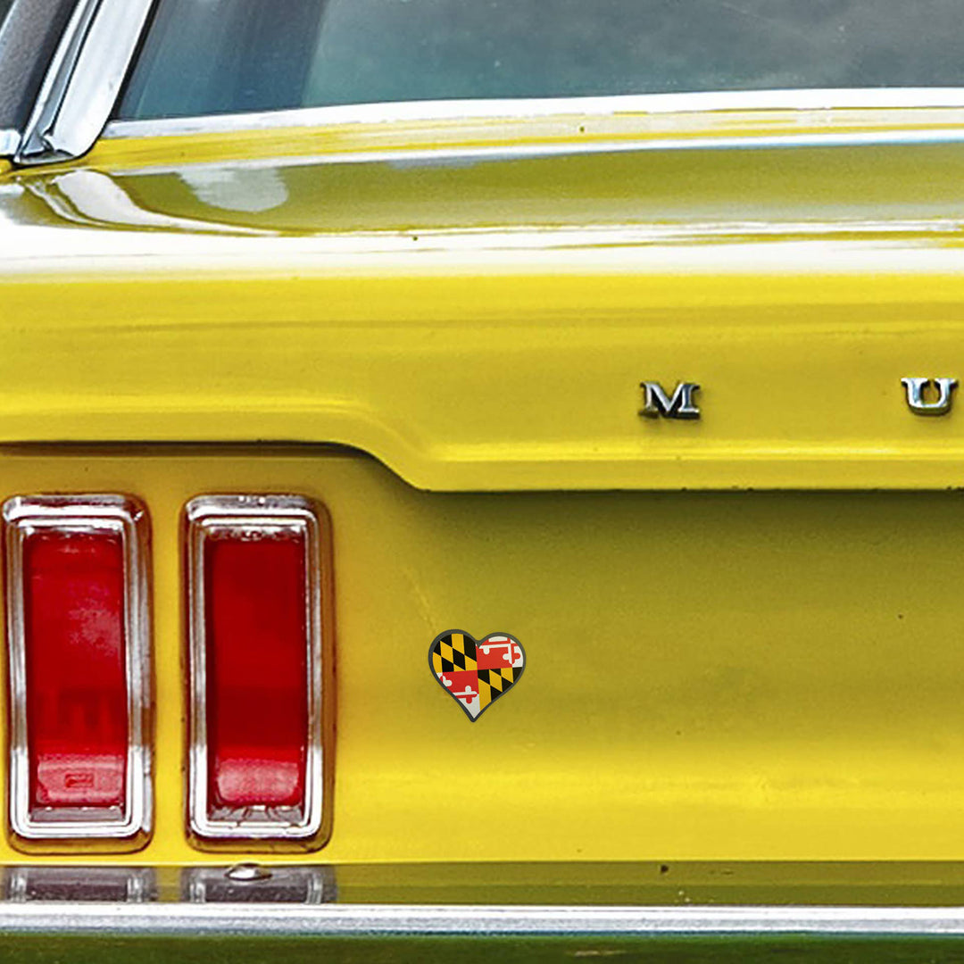 Maryland Flag Heart Die-Cut Sticker (on car)