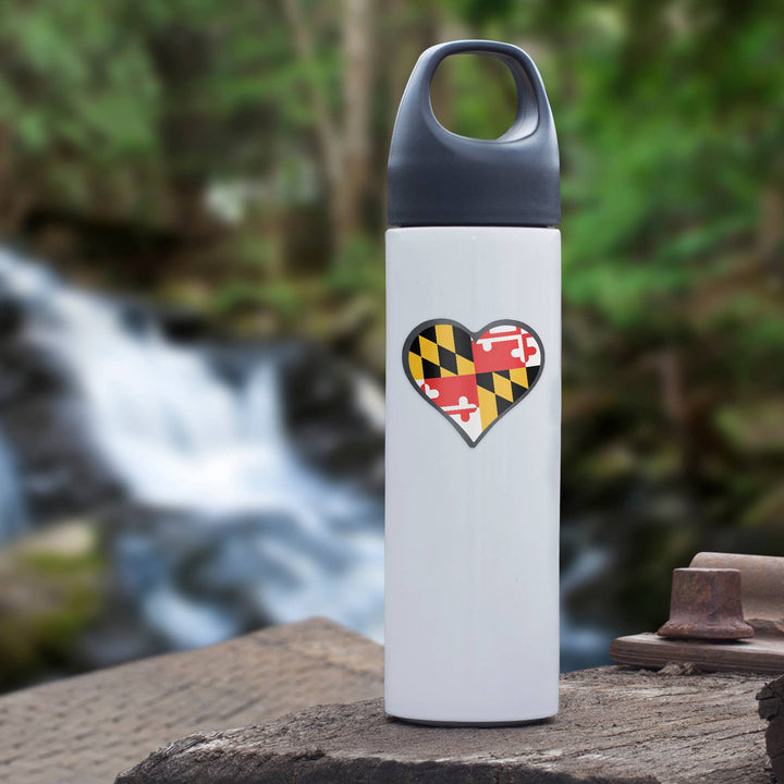 Maryland Flag Heart Die-Cut Sticker (on tumbler)