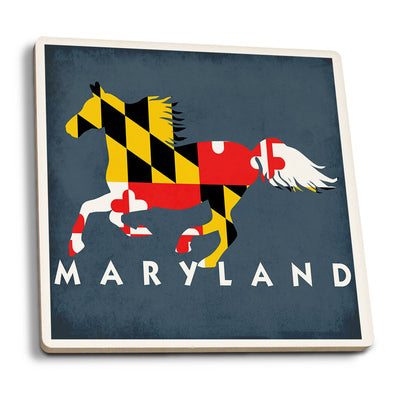 Maryland Flag Horse Ceramic Coaster