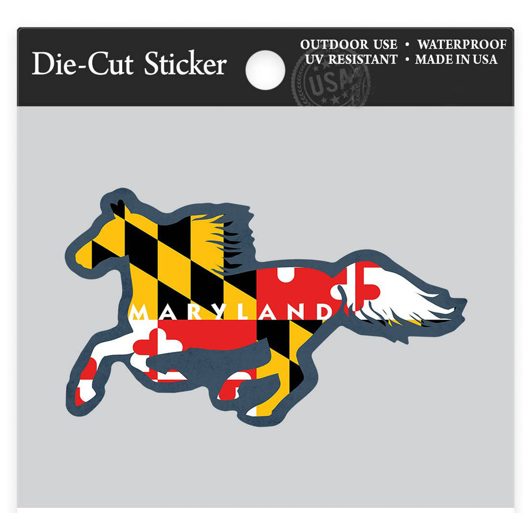 Maryland Flag Horse Die-Cut Sticker (packaging)