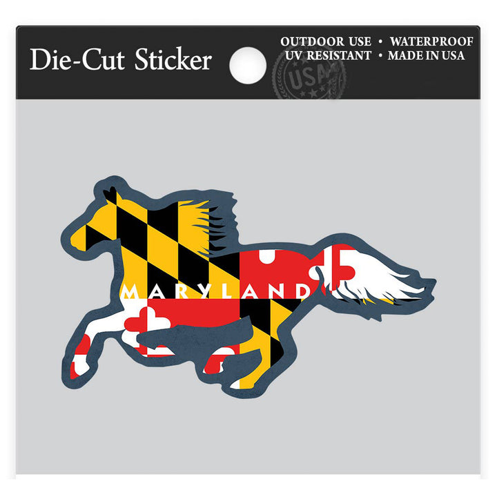Maryland Flag Horse Die-Cut Sticker (packaging)