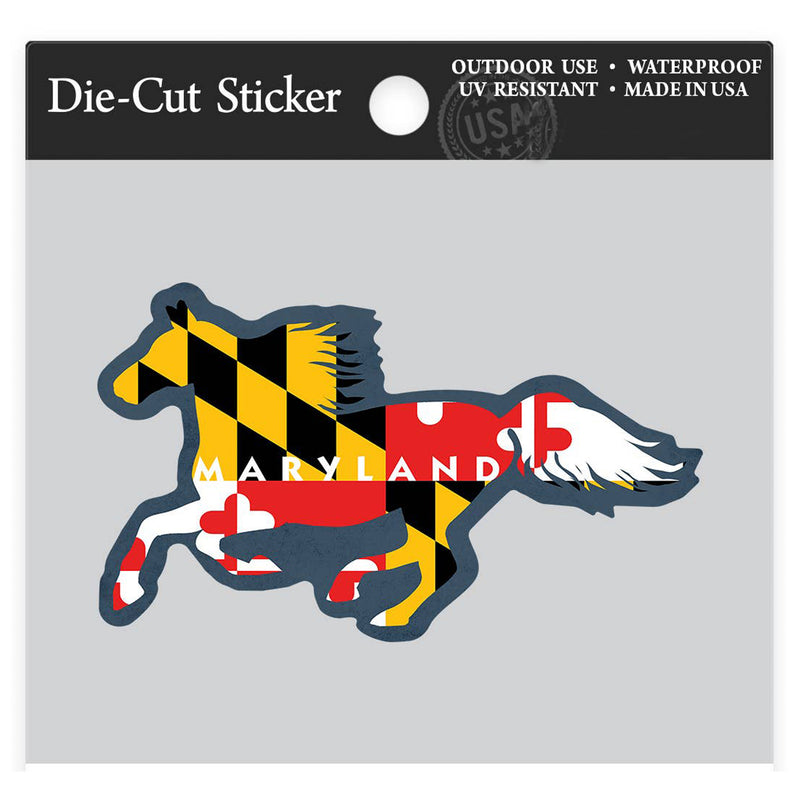 Maryland Flag Horse Die-Cut Sticker (packaging)
