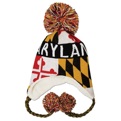 Maryland Flag Knit Hat with Ear Flaps