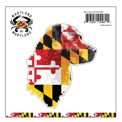 Maryland Flag Lab Dog Sticker Packaging