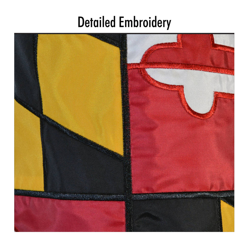 Maryland Flag 40" Large Windsock Embroidery Detail