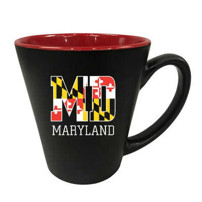 Maryland Flag Block Letters Matte Black Coffee Mug w/Red Interior