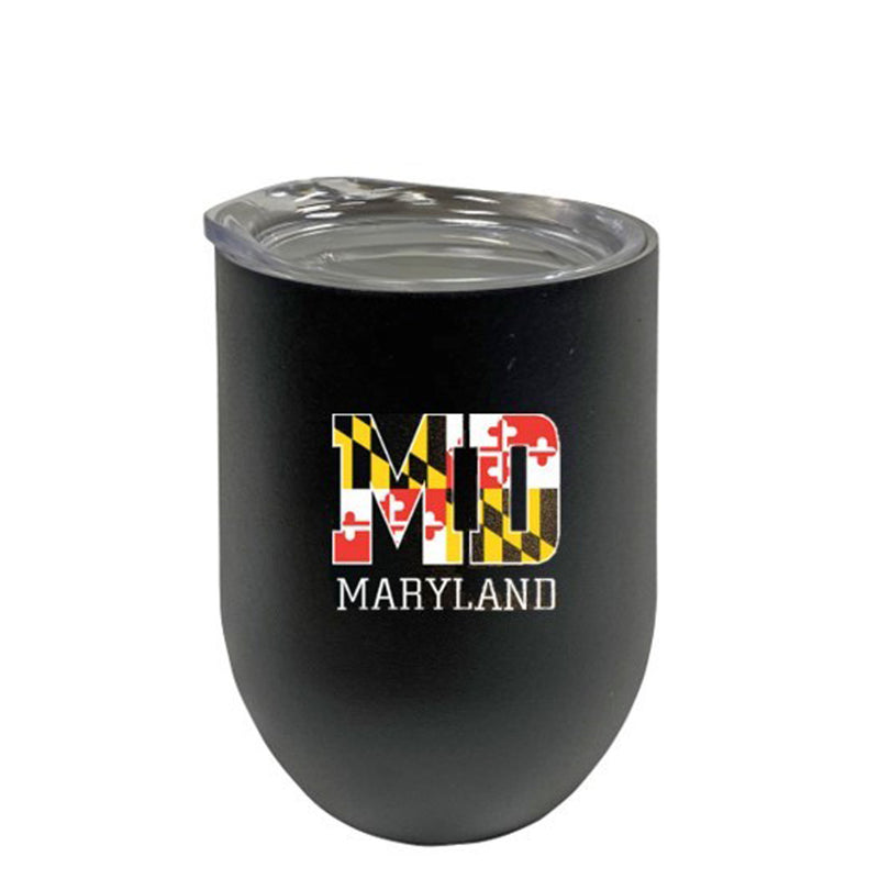 Maryland Flag Block Letters Stainless Steel Wine Tumbler