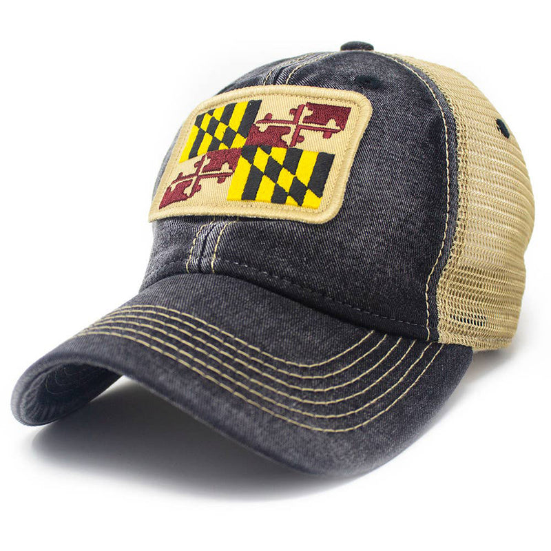 Maryland Flag Patch Trucker Hat - Black