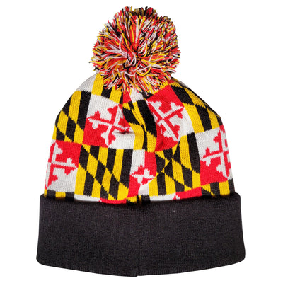 Maryland Flag Pom Pom Knit Hat