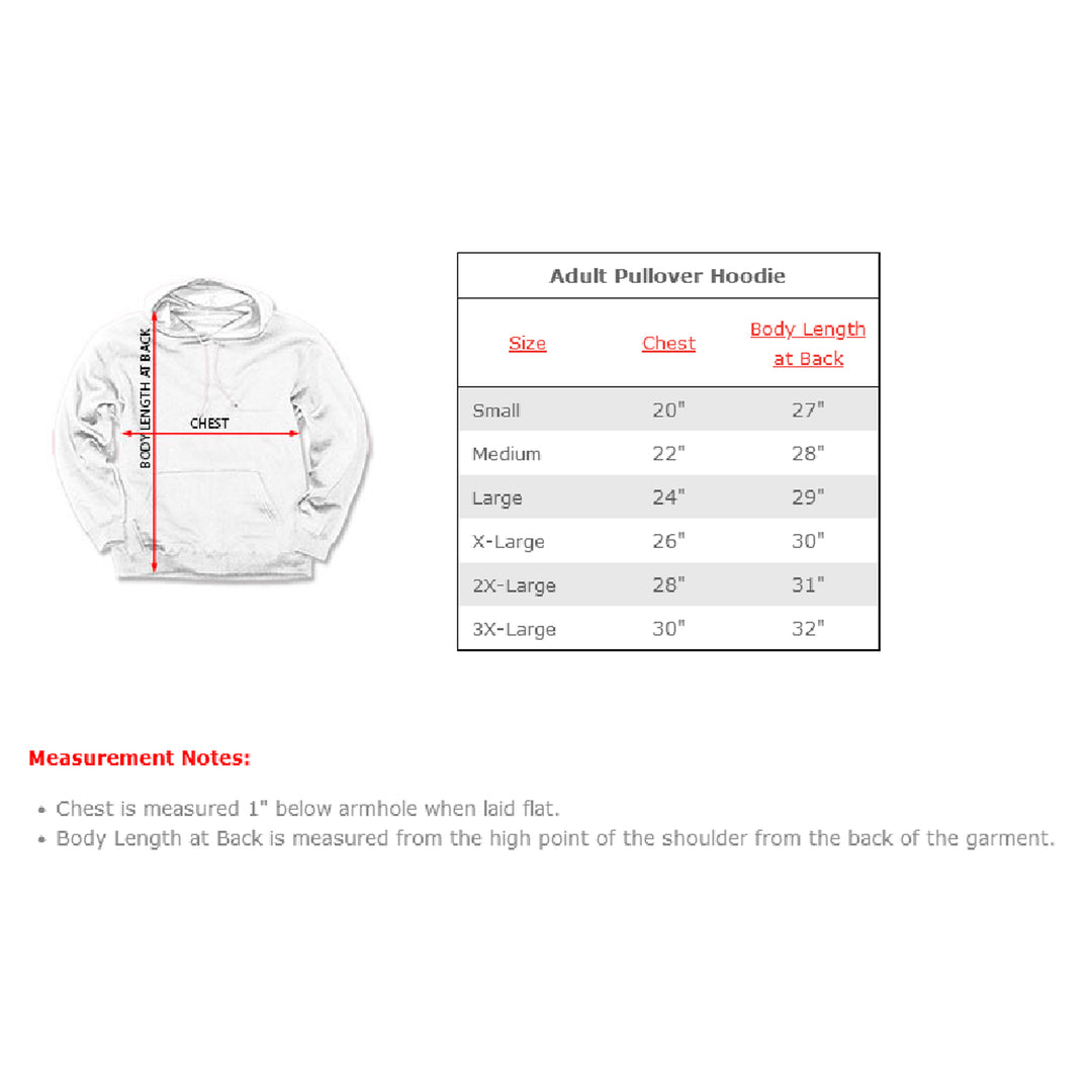 Maryland Flag Ripped Crab Hoodie Sweatshirt Size Chart