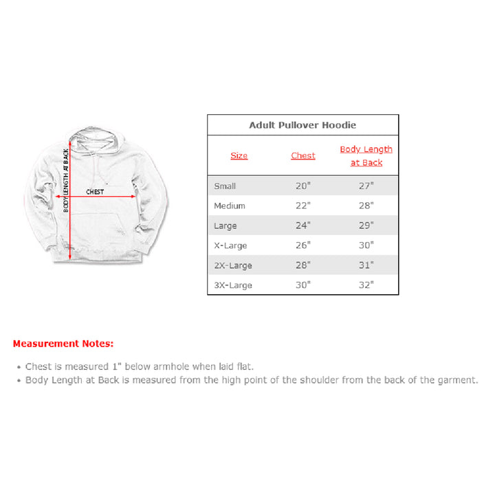 Maryland Flag Ripped Crab Hoodie Sweatshirt Size Chart