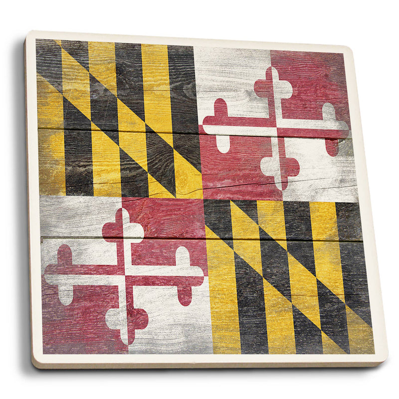 Maryland Rustic Flag Ceramic Coaster