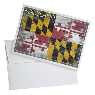 Maryland Flag Rustic Wood Grain Greeting Card with Envelope