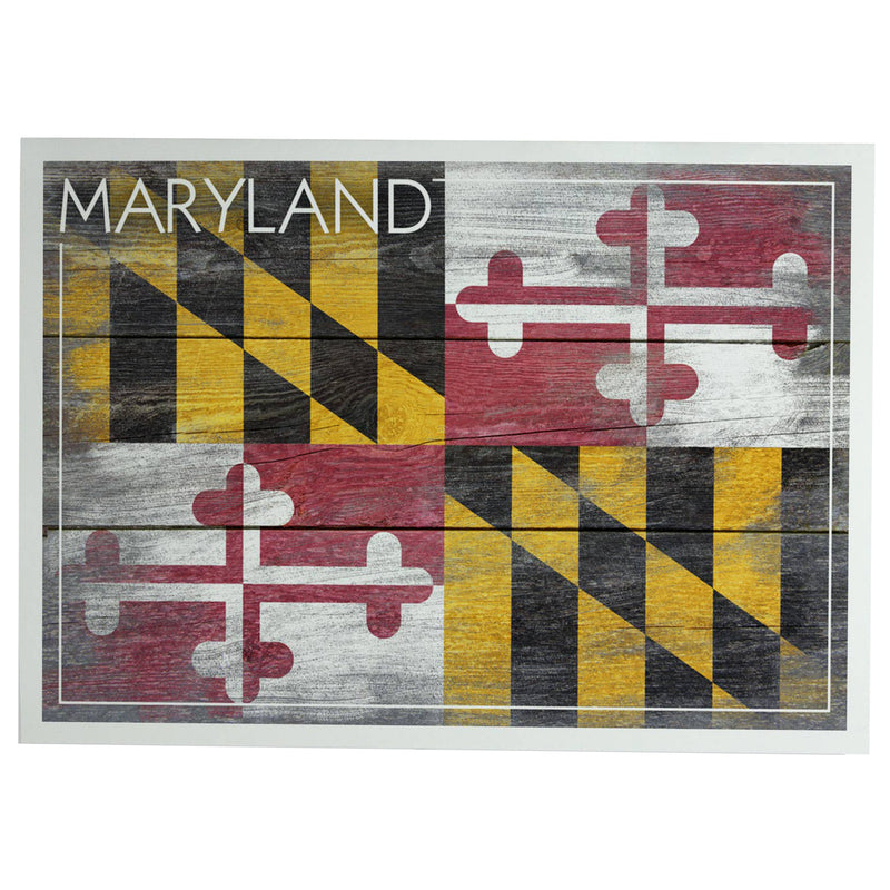 Maryland Flag Rustic Wood Grain Greeting Card